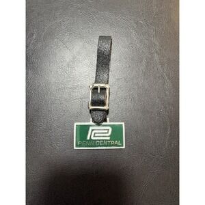 Vintage Penn Central Railroad Watch Fob PC Logo Leather Strap Railroadiana